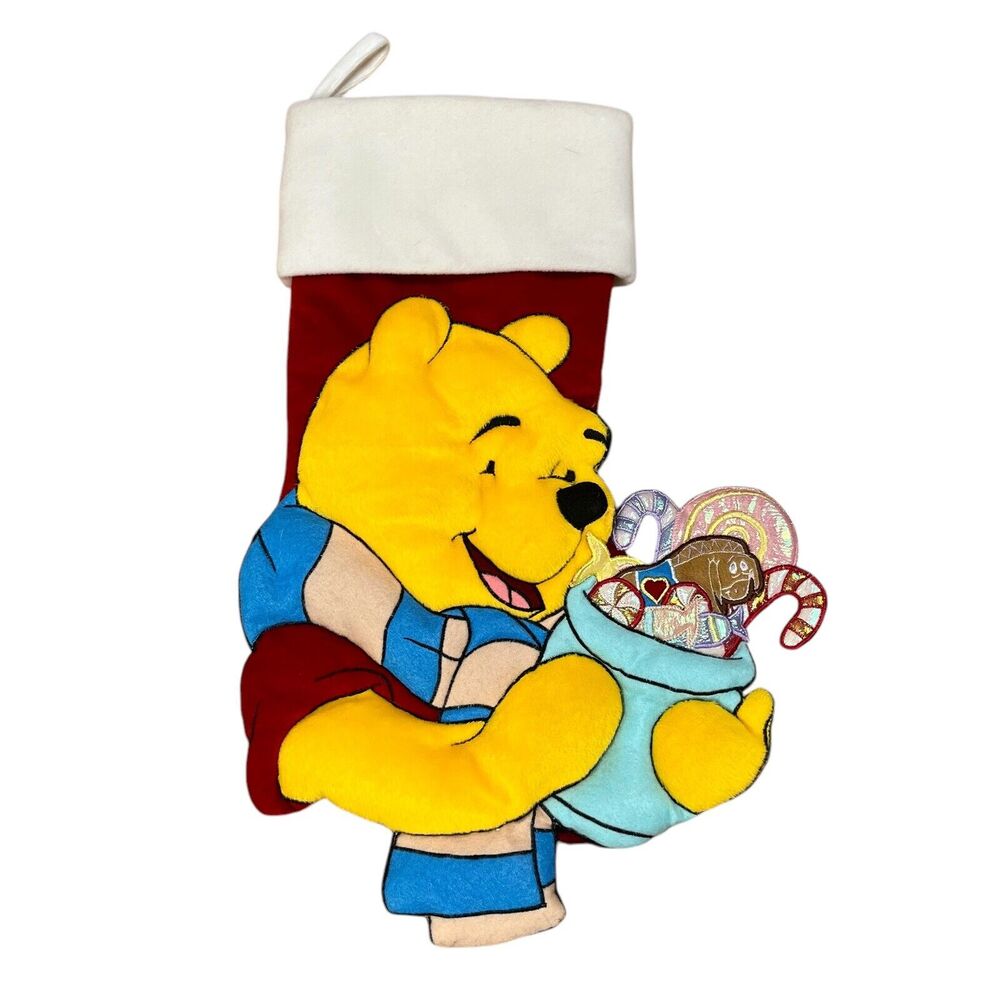 Vintage Disney Winnie the Pooh & 3D Christmas Stocking Eeyore Candy Felt Velvet